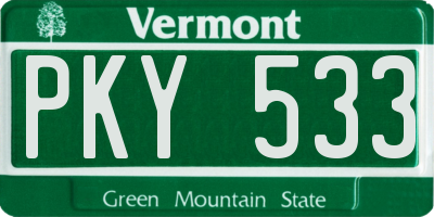 VT license plate PKY533