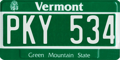 VT license plate PKY534