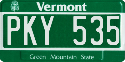 VT license plate PKY535