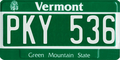 VT license plate PKY536