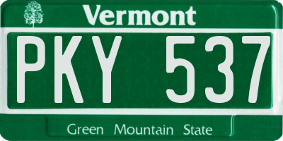 VT license plate PKY537