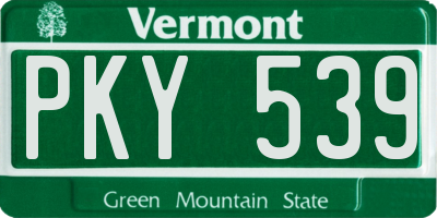 VT license plate PKY539