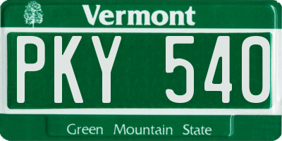 VT license plate PKY540