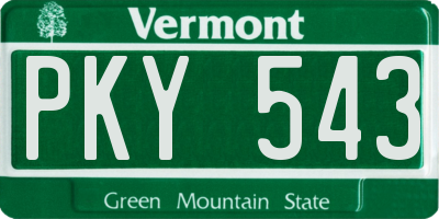 VT license plate PKY543