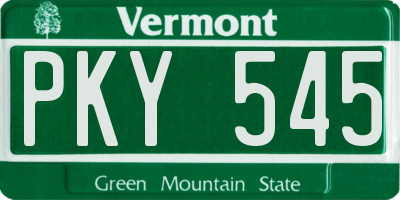 VT license plate PKY545