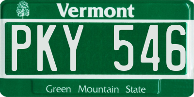 VT license plate PKY546