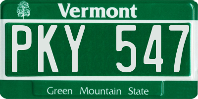 VT license plate PKY547