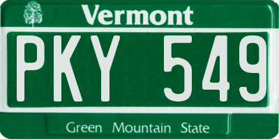 VT license plate PKY549