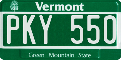 VT license plate PKY550
