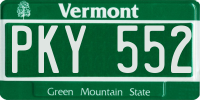VT license plate PKY552