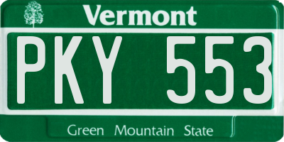 VT license plate PKY553