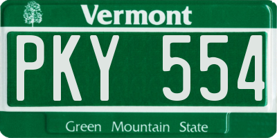 VT license plate PKY554