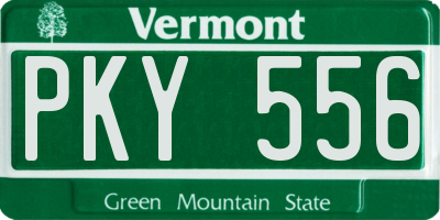 VT license plate PKY556