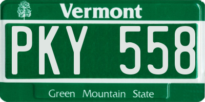 VT license plate PKY558