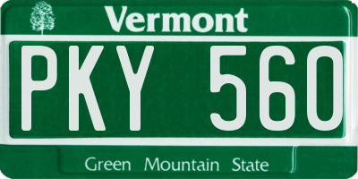 VT license plate PKY560