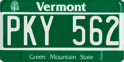 VT license plate PKY562