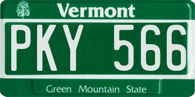 VT license plate PKY566