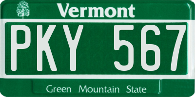 VT license plate PKY567