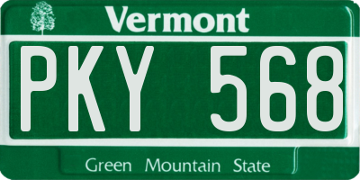 VT license plate PKY568