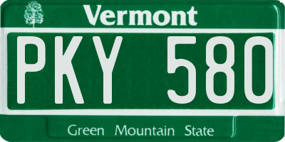 VT license plate PKY580