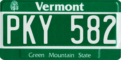 VT license plate PKY582