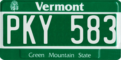 VT license plate PKY583