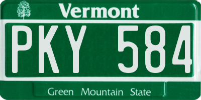 VT license plate PKY584