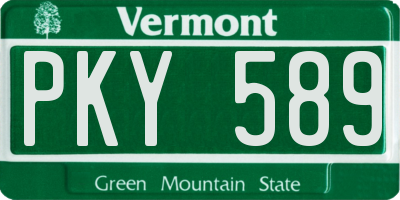 VT license plate PKY589