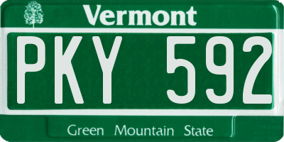 VT license plate PKY592