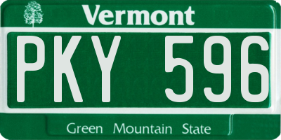 VT license plate PKY596
