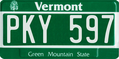 VT license plate PKY597