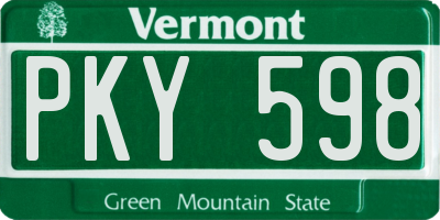 VT license plate PKY598