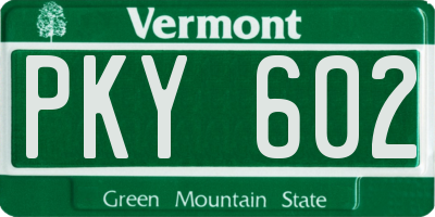 VT license plate PKY602