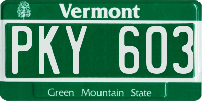 VT license plate PKY603