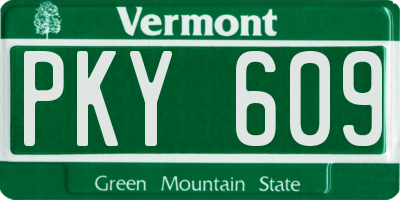 VT license plate PKY609