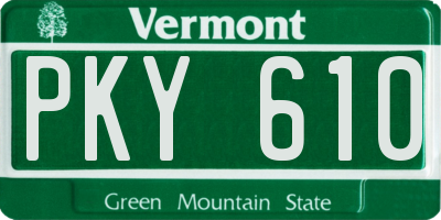VT license plate PKY610