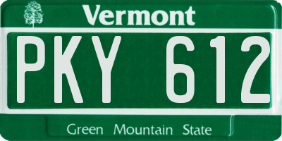 VT license plate PKY612