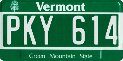 VT license plate PKY614