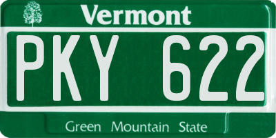 VT license plate PKY622