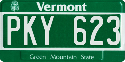 VT license plate PKY623