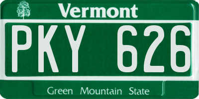 VT license plate PKY626