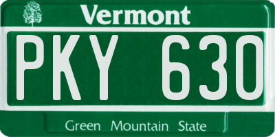 VT license plate PKY630
