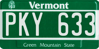 VT license plate PKY633