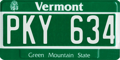 VT license plate PKY634