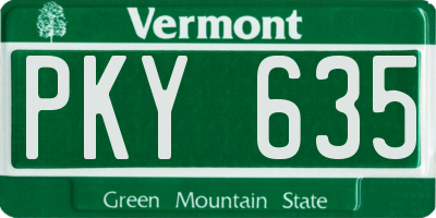 VT license plate PKY635