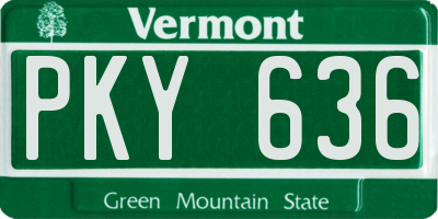 VT license plate PKY636