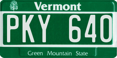 VT license plate PKY640