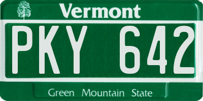 VT license plate PKY642