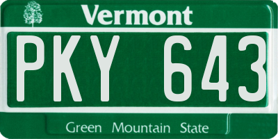 VT license plate PKY643