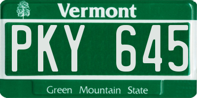 VT license plate PKY645